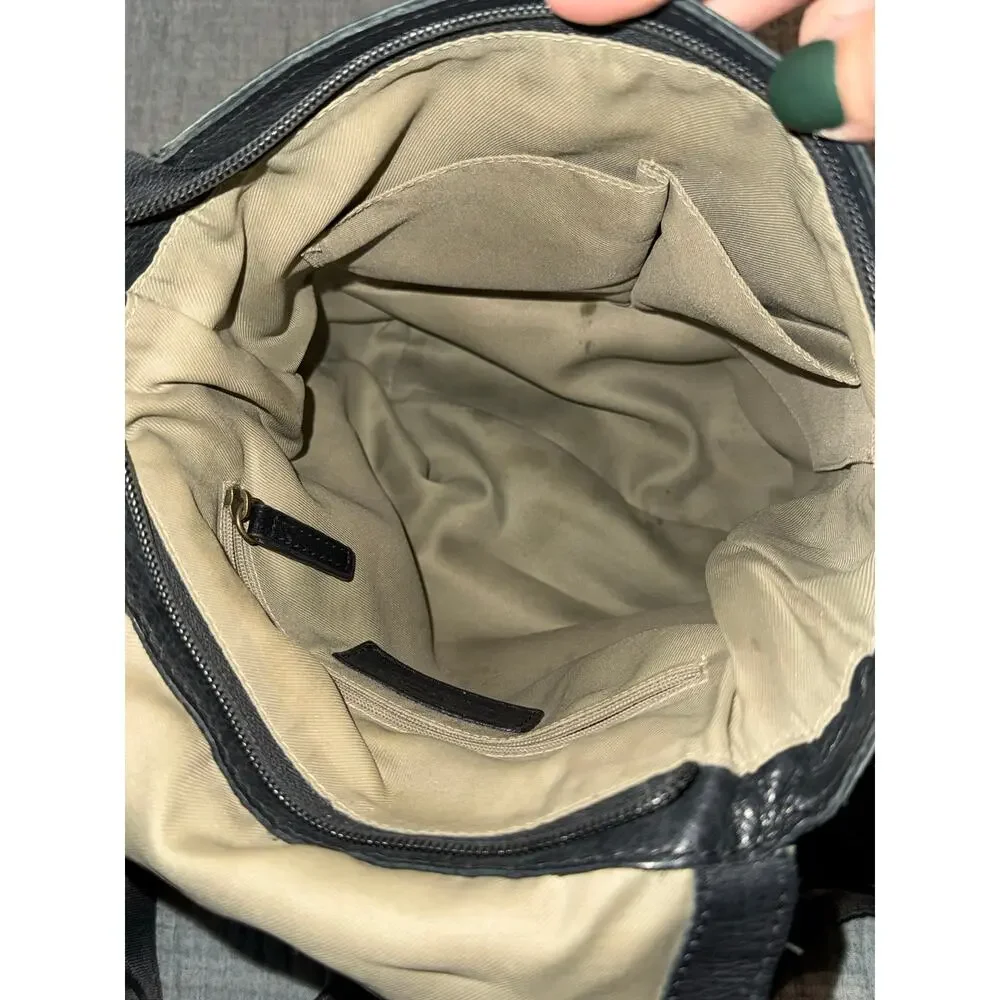 American Leather Co. Backpack Black Fold Over Leather Mini 12” Classic Bag